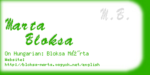 marta bloksa business card